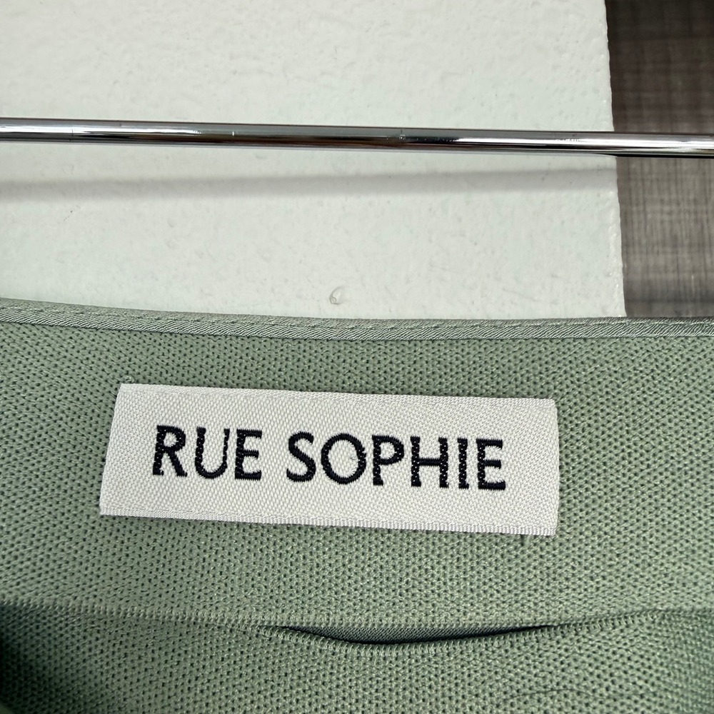 Rue Sophie Artichoke Green Kat Satin Midi Skirt Size Large - Picture 10 of 12